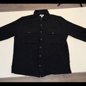 DKNY Black Waffle Cotton Button-Up Shirt Mens Large Long Sleeve Casual Large